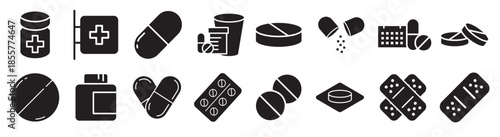 pills icon vector set medicines illustrator sign