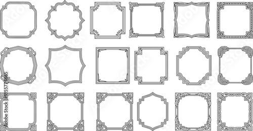 Vintage ornamental frame collection, decorative square and geometric borders, classic outline designs for branding, print and UI, vector illustration