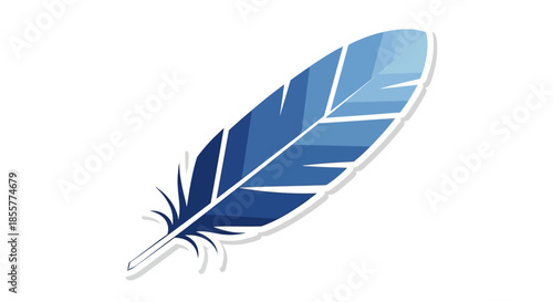 Stylized blue feather illustration for design and creative projects
