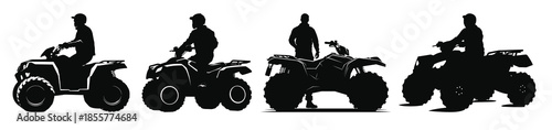  pilot riding atv vector black silhouette set atv riders