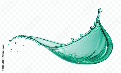 realistic colorful water liquid splash in different color and curve style isolated on transparent background