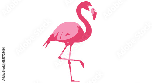 Stylized Pink Flamingo Illustration Depicting a Simplistic and Modern Design for Creative Use