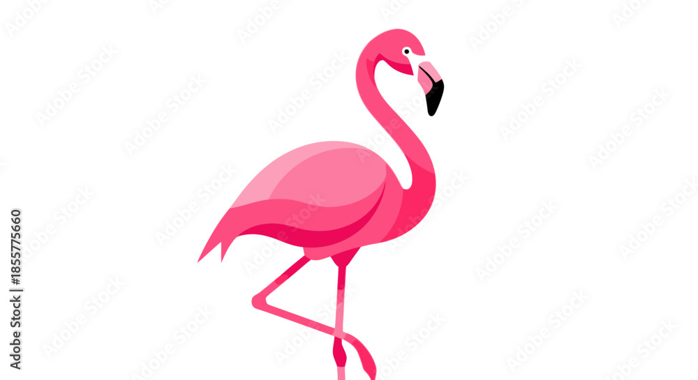 Fototapeta premium Stylized pink flamingo illustration with minimalistic design and vibrant colors