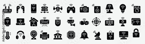 set of internet of things vector icons contains such icons