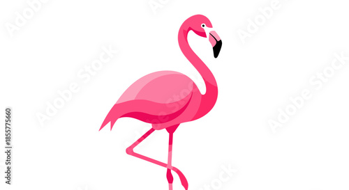 Stylized pink flamingo illustration with minimalistic design and vibrant colors
