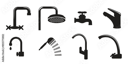 set of isolated icons on a theme water tap