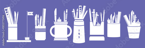 silhouette pen holder vector