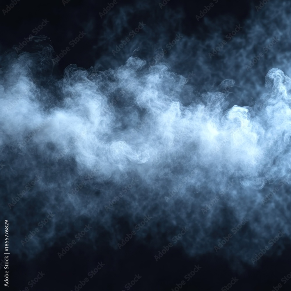 Fototapeta premium Light blue smoke plumes against dark background