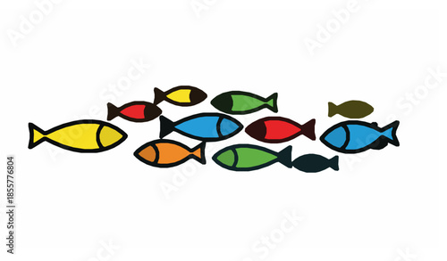 Flat fish vector illustration isolated on white background for food and nature concepts