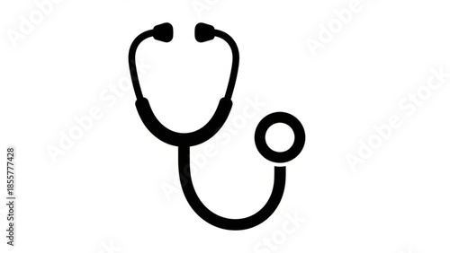 A stethoscope is depicted against a plain white background