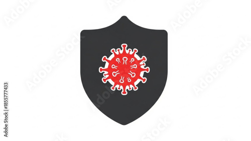 Shield Icon Protecting Against Virus Symbol on White Background