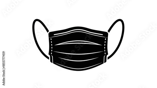 Black face mask illustration on a white background