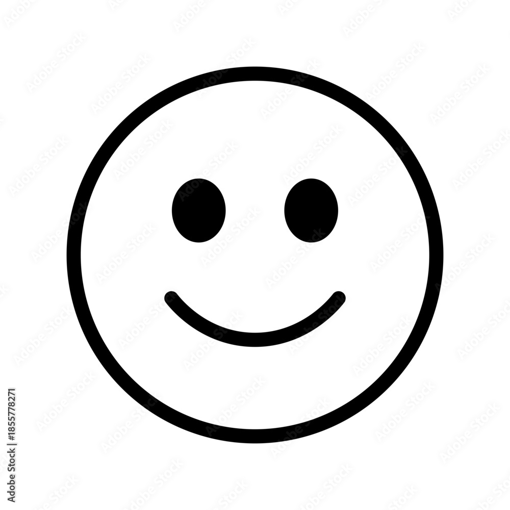 Fototapeta premium Smiling face emoji line icon. Smile, smiley sign. Emoticon black symbol. Emotion concept. Vector illustration. Editable stroke. Flat design. Isolated on a white or PNG background.