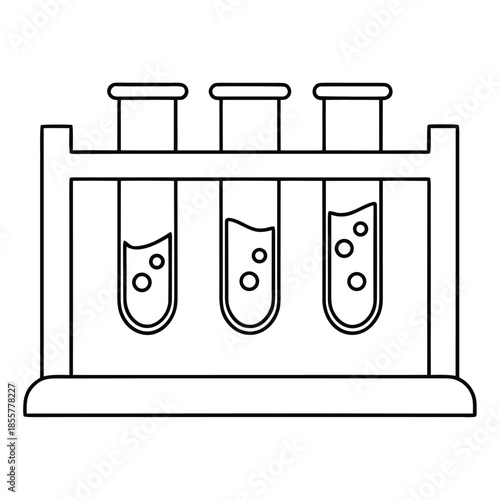 Three test tubes filled with liquid are held in a rack for scientific experimentation.