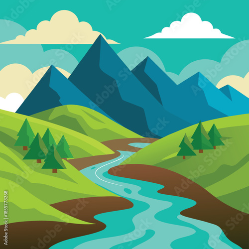 hills-with-mountain-streams.eps