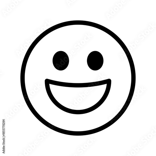 Grinning happy face emoji line icon. Smile, smiley, smiling sign. Emoticon black symbol. Emotion concept. Vector illustration. Editable stroke. Flat design. Isolated on a white or PNG background.