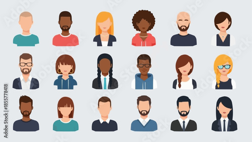Diverse Group of People Avatars Representing Different Individuals.