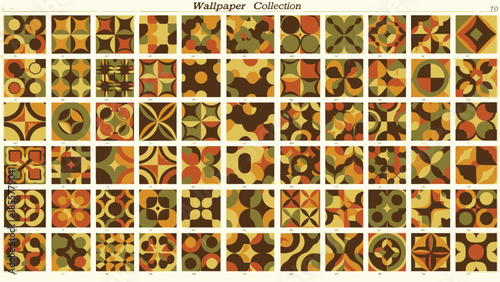A curated collection of diverse retro geometric patterns and abstract designs for digital wallpapers and backgrounds, presented in a grid layout.