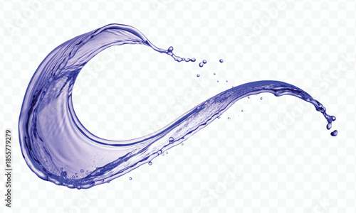 realistic colorful water liquid splash in different color and curve style isolated on transparent background