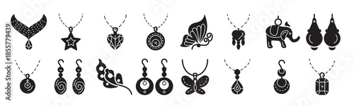 pack of jewellery items glyph icons