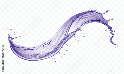 realistic colorful water liquid splash in different color and curve style isolated on transparent background