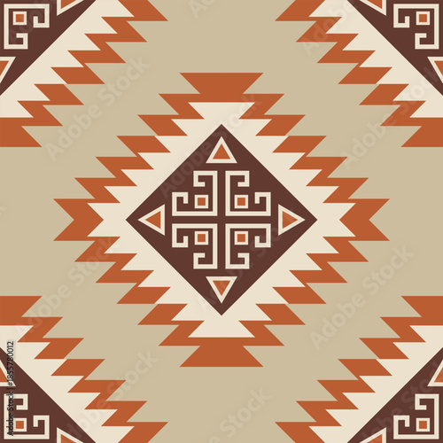 Geometric ethnic Navajo seamless abstract pattern. Native American ethnic repeat vector illustration. For background , wallpaper, clothing, decorative, textile, texture, ornament, wrapping, batik