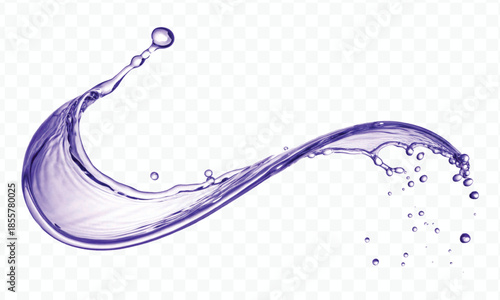 realistic colorful water liquid splash in different color and curve style isolated on transparent background