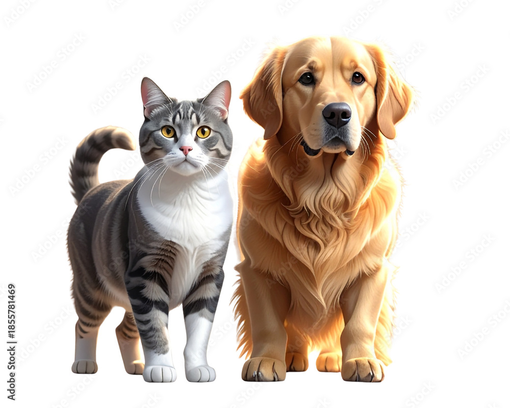 Fototapeta premium Golden Hound and British short-haired cat