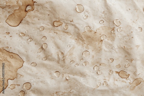 Wet wrinkled paper texture background with water stains.