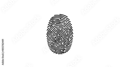 Fingerprint identification pattern on white background for security concept.