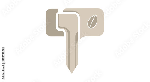 Minimalistic illustration of a seed design on a label stick, isolated against a clean white background