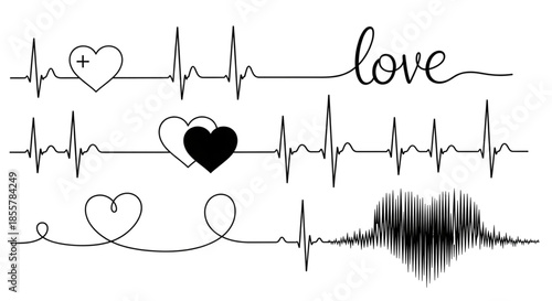 Heartbeat EKG Love Symbol for Health Care, Romance, Wellness, and Medical Marketing Design