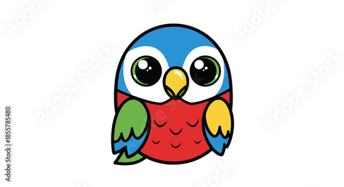 A charming and colorful cartoon bird with a lovable expression creating a joyful and appealing