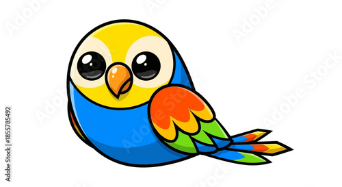 Adorable colorful cartoon bird with big eyes radiating charm and vibrant hues, a captivating and