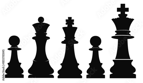set of chess pieces chessmen silhouettes vector