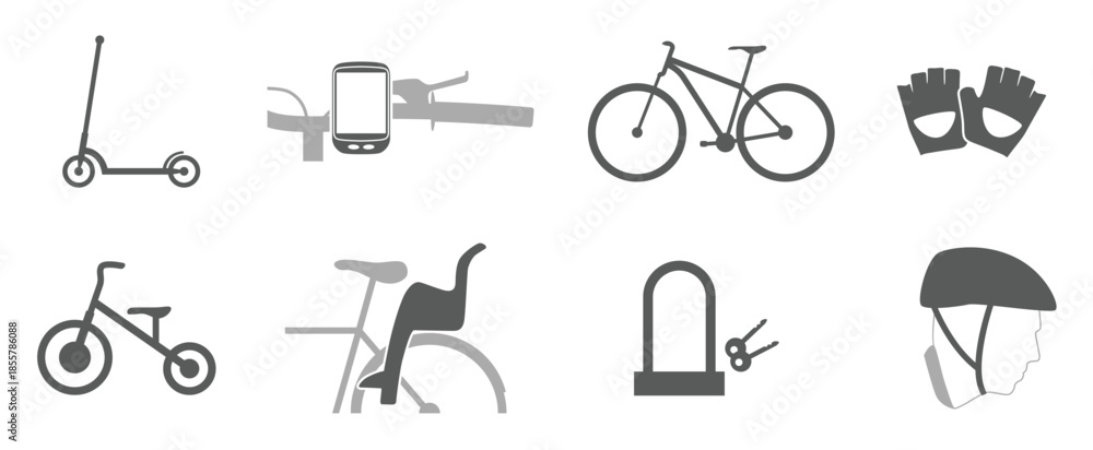 Fototapeta premium set of icons on a theme accessories products for cycling