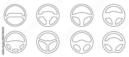 set of isolated icons on a theme steering wheel