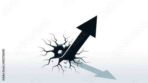 Arrow Breaking Through Surface Representing Growth and Overcoming Obstacles business success