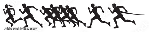 silhouettes of athletes running in a race showcasing dynamic
