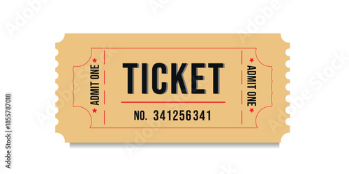 Ticket vintage style. Simple template for web design, print. Vector illustration