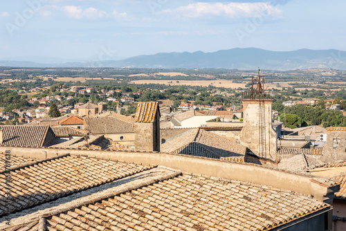 aerial view of the old town of Montefiascone, province of Viterbo, Lazio, Italy