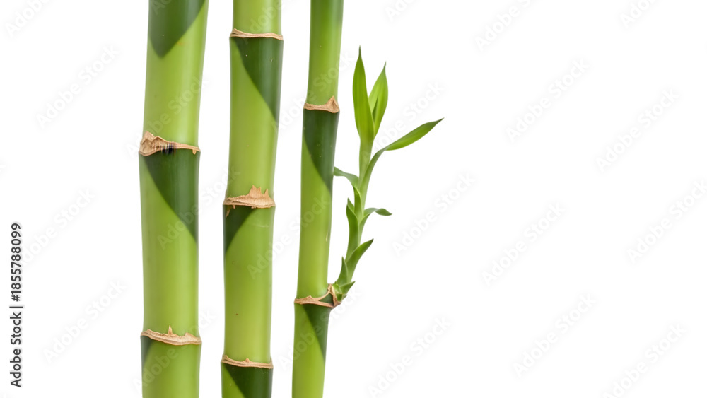 Obraz premium Three bamboo stalks isolated on transparent background