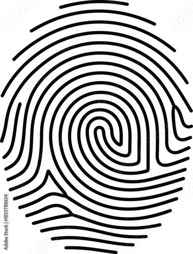 Digital security concept featuring a stylized human fingerprint pattern, symbolizing unique identity, biometric authentication, data protection, and secure access control technology