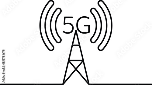 5G cellular network tower with signal waves, concept of wireless communication and connectivity technology
