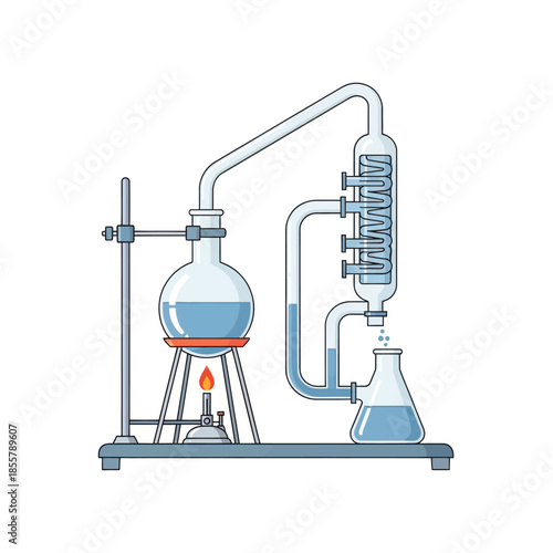 Laboratory distillation apparatus used for chemical separation processes with labeled components