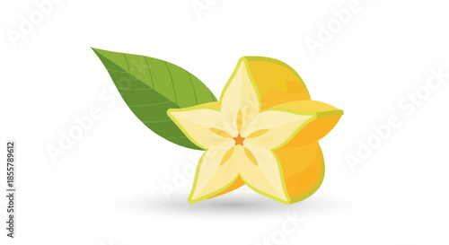 Illustration of a fresh, ripe passion fruit with a cross-section view showing bright yellow pulp