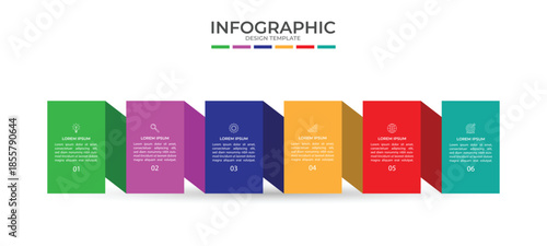 Vector Infographic design business template with icons and 6 options or steps. Can be used for process diagram, presentations, workflow layout, banner, flow chart, info graph
