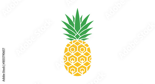 Stylized Minimalist Pineapple Icon with Green Top and Yellow Body for Freshness and Tropical Themes