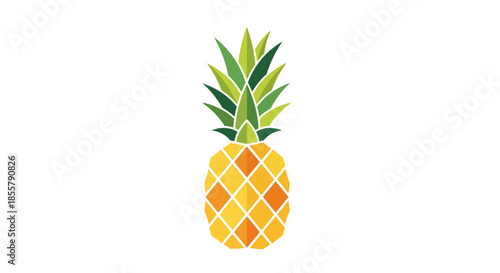 Minimalist Illustration of a Fresh Pineapple with Green Leaves and Bright Colors