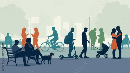 Diverse group of people enjoying a sunny day in the park.